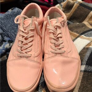 Vans Pink Low-Top Sneakers with Glossy Finish